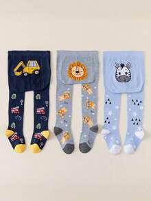 4 Pairs Cute Cartoon Animal And Car Pattern Boys' Tights, Soft And Breathable, Suitable For All Seasons - Multicolor - View 12