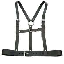 Gothic Men's Body Harness Suspenders, Strappy Leather Harness With O-Ring & Buckles, Adjustable Fit For Cosplay - 黑色 - 查看 5