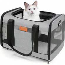 Soft-Sided Cat & Dog Carrier For Pets Up To 15 Lbs, Airline Approved Collapsible Travel Puppy Carrier With Lightweight Fabric De - Grey - View 1