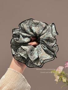 1/2PCS Premium Vintage Print 4-Layer Scrunchie Hair Tie For Women, 2026 New Style Hair Rope For Ponytail And Bun Hair Accessory Elastics Rubber Bands - Multicolor - View 2