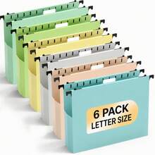 1/3/6pcs Extra Large Capacity Plastic Hanging File Folders, Letter Size, 2-Inch Expansion Heavy Duty Hanging Folders For Thick Documents, 1/5 Cut Adjustable Tabs, Multi-Color Options, Fits US Letter Size - Multicolor - View 12