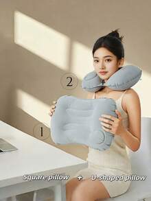 1/2/3pcs Set, Unisex Multi-Color Options, Pressurized Inflatable, Waterproof Comfortable, Portable Camping Pillow, Neck Support, Machine Washable Hiking Outdoor Gear, Camping Travel Inflatable Pillow, Lightweight Foldable, Paired With Eye Mask And Earplugs Set, Summer Holiday Essential - Multicolor - View 5