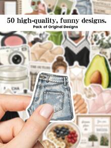 50pcs Clean Girl Stickers Minimalist Style Decorative Transparent Stickers For Laptop Suitcase Scrapbook Diy Decor - Clean Girl - View 8
