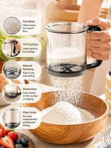 1/2pcs Semi-Automatic Handheld Baking Sifter With Ergonomic Handle & Reusable Fine Mesh Sieve - Multifunctional Flour Powder Sifter Suitable For Cocoa, Baking Powder, For Kitchen, Pastry For Baking Lovers, Plastic Sieve For Caking - View 2