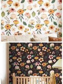 1 Rolle selbstklebende weiße Blumen Tapete, PVC dekorative Tapete für Wohnzimmer, Schlafzimmer, Wohnheim, Hotel, Heimrenovierung, Kontaktpapier für Arbeitsplatte, Küchenrückwand, Möbel, wasserfest, abnehmbar, 17.7inX39.3/118.1/196.8in - Weiß - Übersicht 2