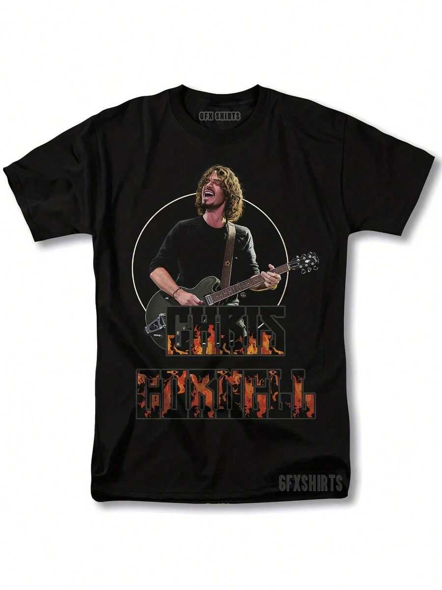 Chris.Cornell(Chris Cornell)Banda Soundgarden Gira de Rock 'n' Roll T Camisa,Diseño de patrón vintage,225gramo/Metros cuadrados,Es un regalo para los fans que asistirán al concierto..Combina con la sudadera con capucha,Adecuado para todas las estaciones y diversas actividades al aire libre..Halloween T Camisa.