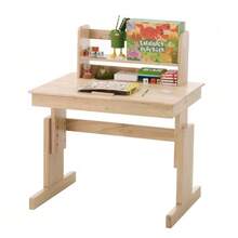Children's Table, Multifunctional Desk In Solid Wood, Height Adjustable, Folding Top, Bookends, Certified To Meet Standards, For Children From 6 Years Old. - Natural Color - View 1