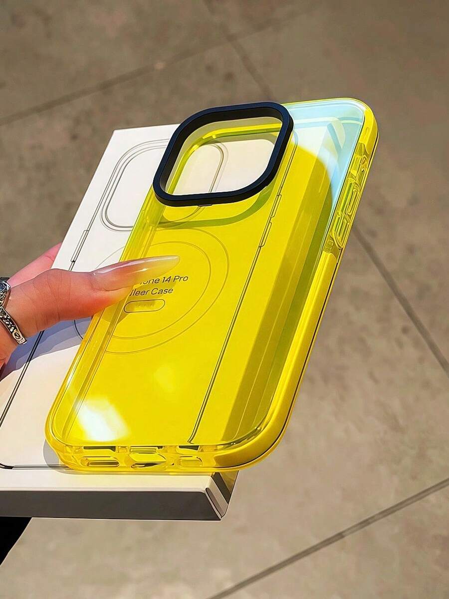 1 Piece Fashion Phone Case Does Not Include Lanyard Or Stand. Solid Color Basic Phone Case Solid Color Transparent Blue 1 Unit Navy Green Shockproof Transparent Phone Case, Phone Accessories/Protection Cover Compatible With Apple 16/16Pro/16Plus/16ProMax/15/15Plus/15Pro/15ProMax/14ProMax/14Pro/14Plus/14/13ProMax/13Pro/13/12ProMax/12Pro/12/12/11ProMax/11Pro/11/XR/XSMax/X/XS/7P/8P/Compatible With 17/17Pro/17ProMax/Air Spring Gift Birthday - Bright Yellow - View 1