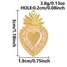 2pcs Rose Red Pearlescent Light Pink Oil Drip Sacred Heart Pendant Jewelry Making Charms 304 Stainless Steel Heart Pendant Sun Chain Flame Heart Pendant Suitable For Necklace Bracelet Earrings Bag Chain Decoration Personalized Vintage Fashion Accessories Enamel Sacred Heart Pendant Handmade DIY Gift Men Women Accessories Jewelry Supplies - Love Heart - View 26