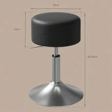Devoko Height-Adjustable Swivel Stool, Black PU Leather Vanity Stool With Footrest, 360° Bar Stool For Salon, Dining Room And Living Room - Black - View 9
