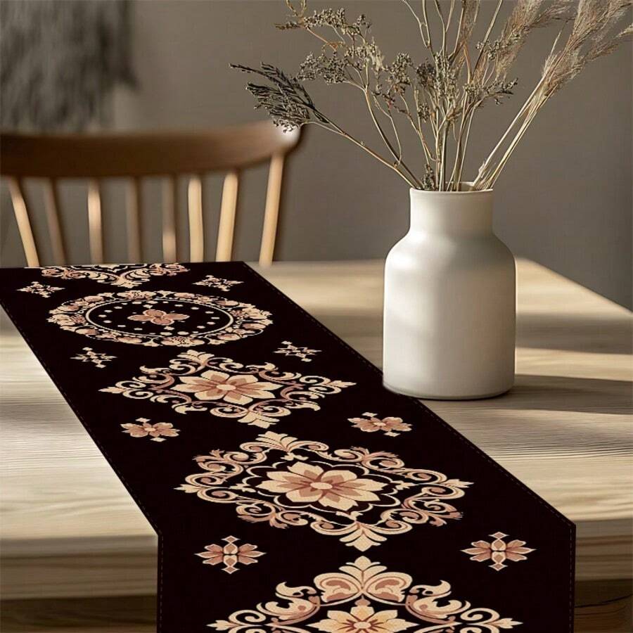 1pc/7pcs Set Elegant Floral Pattern Table Runner - Suitable For Spring/Summer, Living Room, Kitchen, Dining Room, Cafe Decor - Perfect For Holidays, Gatherings, Birthday Parties, Celebrations, Scene Decoration, Room Decor - Multicolor - View 1