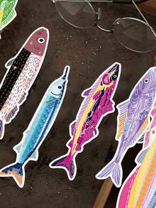 30pcs Original Handmade Fish Bookmarks: A Range Of Designs Featuring Lively Little Fish. Made Of Paper, They Can Be Used As Page Markers. Unique And Versatile, You Won't Find Duplicates. - Multicolor - View 5