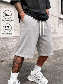Men's Light Gray All-Season Sports Outdoor Casual Street American Style Jogging 3/4 Pants - Light Grey - View 5