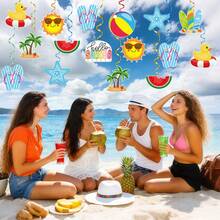 Tropical Summer Bulletin Board Decorations Paper Cutouts, Multiple Colors And Shapes, Suitable For Beach Theme Decor, Classroom, Pool Party, Summer Decorations - Style 1 - View 2