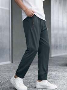 1pc Tween Boys' Versatile Sports, Running, Outdoor, Fitness Sweatpants - Dark Grey - View 1