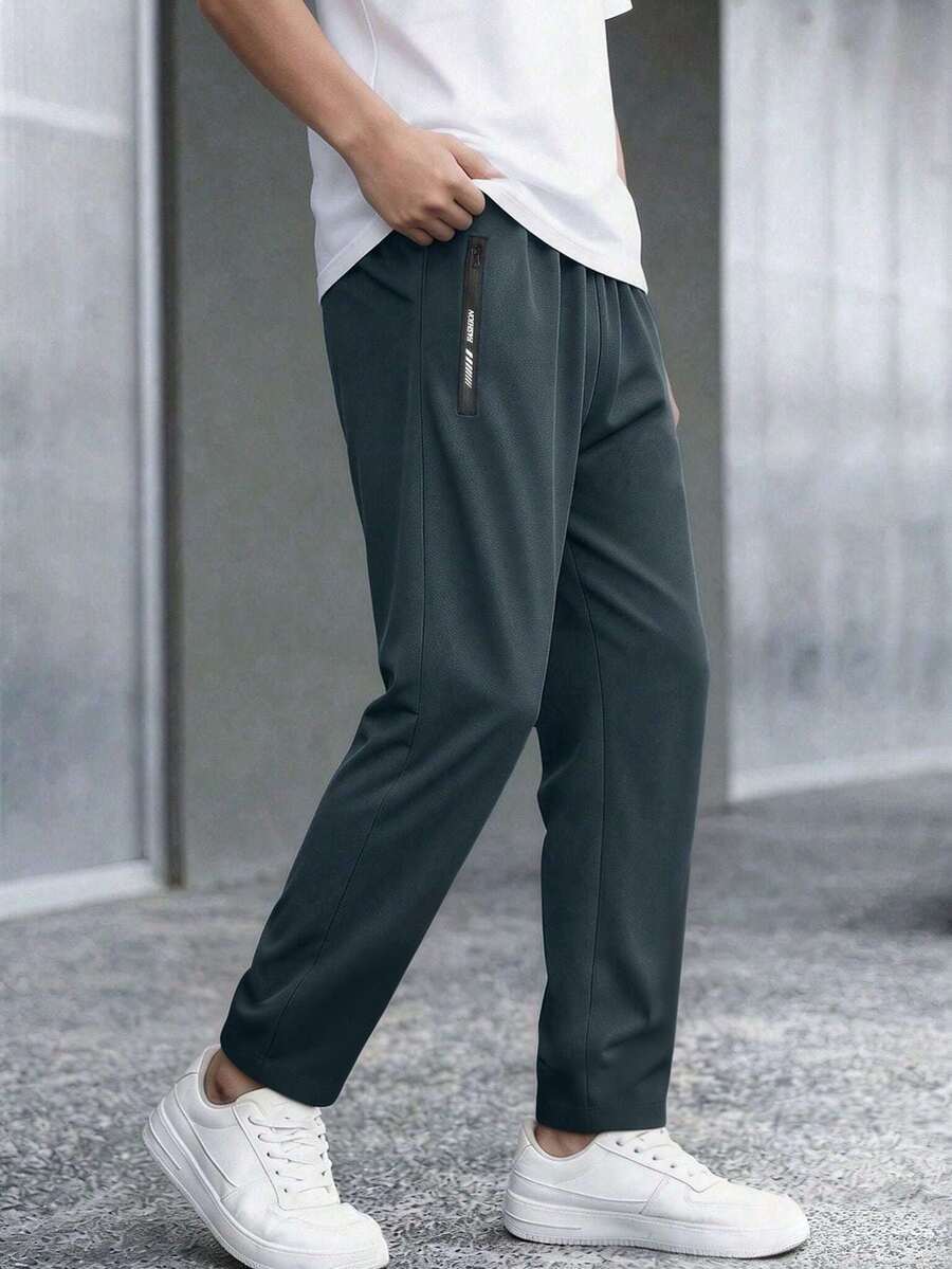 1pc Tween Boys' Versatile Sports, Running, Outdoor, Fitness Sweatpants - Dark Grey - View 1