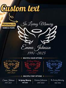 Stiker Mobil Peringatan yang Dipersonalisasi - Stiker Peringatan Sayap Malaikat Kustom dengan Nama dan Tanggal | Stiker Jendela Mobil Peringatan RIP | Stiker Peringatan Tahan Air untuk Jendela Mobil, Truk, SUV | Stiker Penghormatan Peringatan Duka Cita | Stiker Mobil Peringatan Kustom dengan Halo dan Sayap Malaikat, Stiker Peringatan Luar Ruangan Tahan Lama untuk Laptop atau Dinding - MultiWarna - View 7