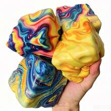 1pc Giant Colorful Molten Cheese Squishy, Slow Rebound Stress Relief Cube, Super Soft Squishy With Quicksand Texture, Office Desk Decor, Gift For Best Friend, Marble Swirl Cheese Squishy, Slow Rebound Stress Relief Tool, Super Soft Squishy With Molten Effect, Birthday Small Gift - Multicolor - View 2
