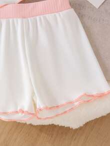 2pcs Baby Girls' Cute Sweet Cherry Pattern Ribbed Camisole Top And Shorts Set, Lightweight Summer Outfit - Baby Pink - View 7