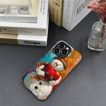 Case For IPhone 16 Pro, Colorful Pineapple Design, Liquid Silicone Case, Impact Resistant, Anti-Scratch, Shockproof - 聖誕雪人油畫 - 查看 7