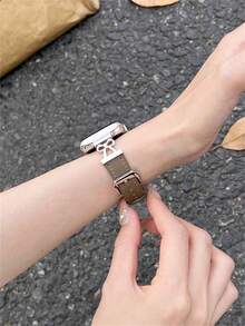 1pc Faux Leather Watch Band, Compatible With Women's 38mm/40mm/41mm/42mm/44mm/45mm/46mm/49mm Dial, Compatible With Series 10/9/8/7/6/5/4/3/2/1 SE Ultra - Grayish Brown - View 6
