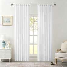 1 pieza/2 piezas Cortinas filtradoras de luz/Cortinas con bolsillo para barra/Cortinas con pinzas, filtrado de luz equilibrado, disponible en múltiples tamaños y colores, textura similar al lino adecuada para sala de estar, dormitorio, cocina, estilo granja, decoración de alquiler, cortinas blancas - Blanco - Ver 23