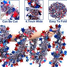 USA Independence Day Red White Blue Party Garland July 4th Decoration Tinsel American National Day Decoration Star Garland 2M/Pc - Red, White and Blue Theme - View 7
