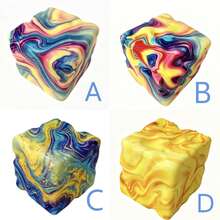 1pc Giant Colorful Molten Cheese Squishy, Slow Rebound Stress Relief Cube, Super Soft Squishy With Quicksand Texture, Office Desk Decor, Gift For Best Friend, Marble Swirl Cheese Squishy, Slow Rebound Stress Relief Tool, Super Soft Squishy With Molten Effect, Birthday Small Gift - Multicolor - View 5