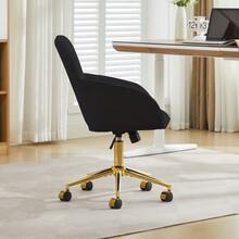 Height-Adjustable Swivel Office Chair For Home And Bedroom, Ergonomic Swivel Chair With Backrest, Suitable For Long Periods Of Sitting. Black - Black - View 4