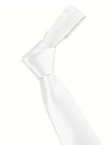 1pc Men's Solid Color Necktie, 8cm Width Formal Business Tie, For Wedding,Festival,Fathers Day Gift - White - View 2
