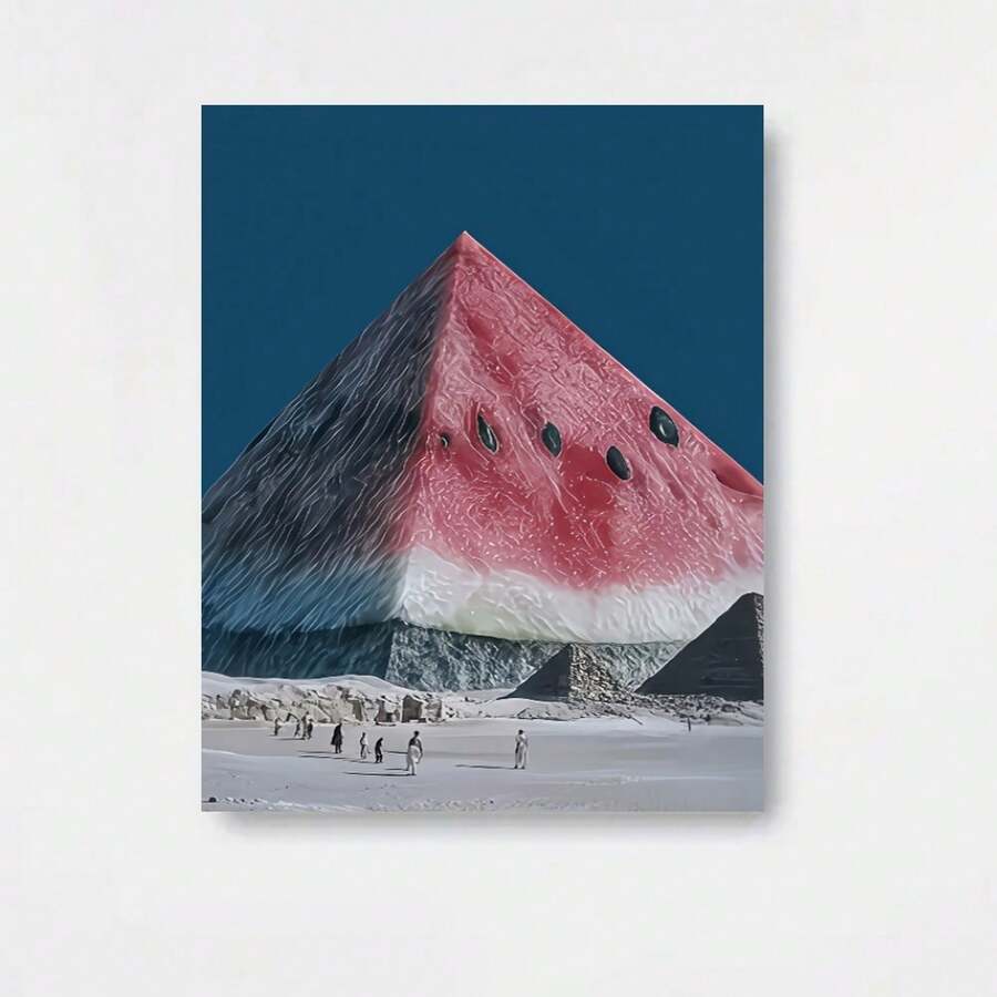 Plano 2D, Embalaje de Tubo Rígido 2D/PLANO: 1 Póster Impreso en Lienzo Pirámide Maravillosa de Sandía, Pintura Decorativa de Arte de Pared Moderno, para Cocina, Dormitorio, Sala de Estar, Oficina, Decoración del Hogar, Decoración de Dormitorio. Regalárselo a Amigos es el Mejor Regalo - Enmarcado - Ver 1