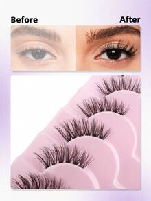 10 Pairs Natural Fluffy Half-Eye Lashes, Faux Mink Thick Cluster Appearance False Eyelashes, Suitable For Women's Daily Wear And Makeup - 黑色 - 查看 4