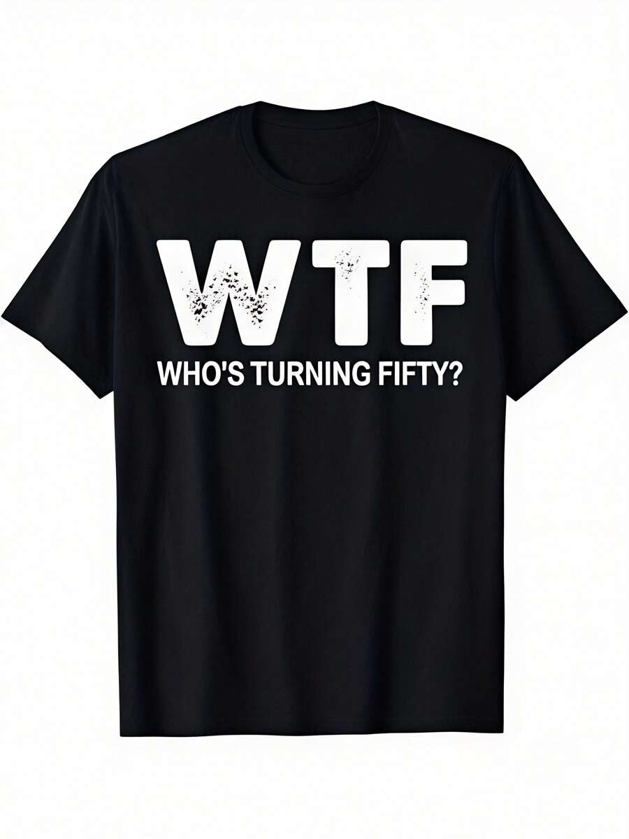 50. Geburtstag ' Who's Turning Fifty' Humorvolles T-Shirt, Perfekt für Männer & Frauen, Ideales Geschenk für Meilenstein-Feierlichkeiten, Schwarz, Größen S-XXXL, Sportliches Freizeit-T-Shirt, Verspieltes Print-Top, Langlebige Druckqualität - Schwarz - Übersicht 1