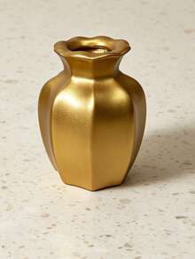 1pc Octagonal Lotus Edge Resin Vase - Luxury European Vintage Vase, Glossy White & Matte Gold Color Combination, Suitable For Windowsill And Living Room, Universal Vase, Can Hold Red Roses, Eucalyptus And Dried Flowers - New Model - View 12