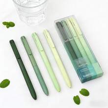 Matcha Series Neutral Pen Fresh Set | 0.5mm Bullet Tip Smooth Ink Flow Without Smudging | Transparent Vertical Box Packaging Exquisite And Visible, Four Color Pen Body Options Available, Suitable For Classroom Notes, Office Writing And Daily Journaling | Stationery, Practical And Aesthetic For Learning And Office - A - View 4