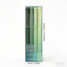 Matcha Series Neutral Pen Fresh Set | 0.5mm Bullet Tip Smooth Ink Flow Without Smudging | Transparent Vertical Box Packaging Exquisite And Visible, Four Color Pen Body Options Available, Suitable For Classroom Notes, Office Writing And Daily Journaling | Stationery, Practical And Aesthetic For Learning And Office - A - View 9