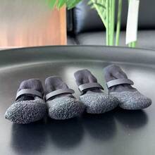 4pcs Small And Medium Dog Shoes, Outdoor Waterproof Non-Slip Shoes And Socks, Pet Socks, Dog Foot Covers - Black - View 5