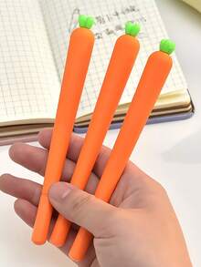 3pcs Creative Carrot-Shaped Neutral Ink Pens, Black Gel Pens For Learning And Office Stationery - Multiple Styles - View 9