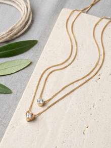 1pc Women's Retro Multi-Layer Clavicle Necklace, Heart & Teardrop Pendant, Dainty Stackable Plated Choker, Vintage Aesthetic Everyday Wear Jewelry - Water Droplet Heart - View 2