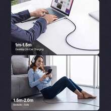66W USB A 轉 Type-C 快充數據線，3.3ft/4.9ft/6.6ft 尼龍編織 USB-C 充電線，廣泛相容於 17/16/15 Pro/Pro Max/Plus、Pro 12.9/11、Air 4/5、Mini 6、Pixel 及所有 USB-C 裝置，適用於居家與旅行充電 - 彩色 - 查看 8