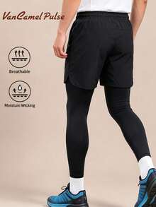 Vancamel Pulse Men's Casual Loose Breathable Outdoor Sports Pants, Versatile Daily Workout Running Trousers, Minimalist Sporty Leisure Pants - Black - View 2
