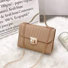 Bolso de cuero genuino para mujer, elegante bolso de mano y de hombro para oficina, citas y fiestas. Bolsos de mano para damas, bolso bandolera de cadena para mujer 2026, bolso cuadrado pequeño, sencillo y elegante. - Albaricoque - Ver 2