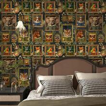 1 Roll Vintage Animal Pattern Self-Adhesive Wall Wallpaper, Peel And Stick Removable Wallpaper, Fun Reading Animal Wall Decal, Dark Academia Library Style, Suitable For Living Room, Bedroom, Study, Home Decor, Classroom, Cabinet, Niche, Bookshelf, Furniture Refurbishment, Decorative Wall Wallpaper, 17.32in Wide, DIY Decorative Sticker - Animal - View 5