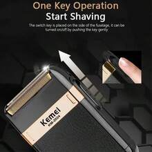 Kemei 2024 Hot Selling Men's Electric Shaver, Dual Blade Reciprocating Facial Electric Razor, USB Rechargeable Shaver, Portable Beard Trimmer, Suitable As Gift For Boyfriend And Father - Black - View 6