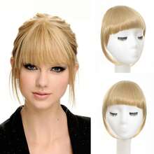 Synthetic Fiber French Bangs Clip-In Hair Piece, Lightweight Front Hair Extensions With Sideburns, For Women, Pure Black, Halloween - Multicolor - View 14