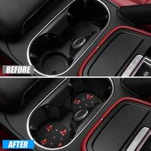 2pcs Bling Rhinestone Bow Car Cup Holder Coasters Universal Anti Slip Spill Proof Automotive Interior Accessories Red - Red - View 4