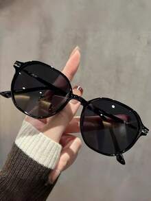 1pc Women's Elegant Fashionable Lightweight Retro Round Frame Glasses, Suitable For Outings, Vacations, Traveling, Parties, Driving, Daily Wear, And Beach - Multicolor - View 4