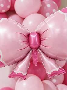 111pcs Rose Red & Pink Latex Balloon Set, Includes Pink Polka Dot Bow Foil Balloons, Shiny Pink Latex Balloons And Soft Pink Balloons In 18", 12", 10" And 5" Sizes, Suitable For Wedding, Birthday, Princess Party, Bridal Shower, Baby Shower Decoration - Rose Red - View 6
