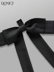 DONICY 女士黑色无袖衬衫，复古荷叶边蝴蝶结领优雅修身派对上衣 - 黑色 - 查看 4