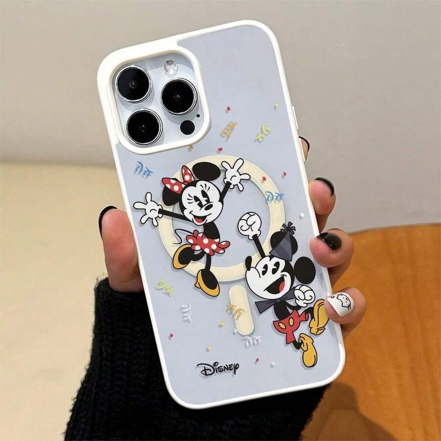 Disney Disney. ‌ Minnie And Mickey Mouse Patterned Phone Case Featuring Fun Ergetic Poses And Playful Designs. Compatible With 17, 16, 15, 14, 13, 12, And 11 Pro Models. Made Of TPU, With Shockproof Protection. A Fantastic Gift For Family, Frids, Birthdays, Spring Festival, Holidays, Boyfrids, Girlfrids, And Valtine's Day..Christmas Accessories. - trắng - Xem 1